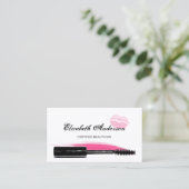 Trendy roze en zwarte cosmetologie mascara visitekaartje (Staand voorkant)