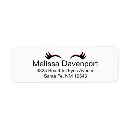 Trendy Roze en Zwarte Eyelashes Etiket (Voorkant)