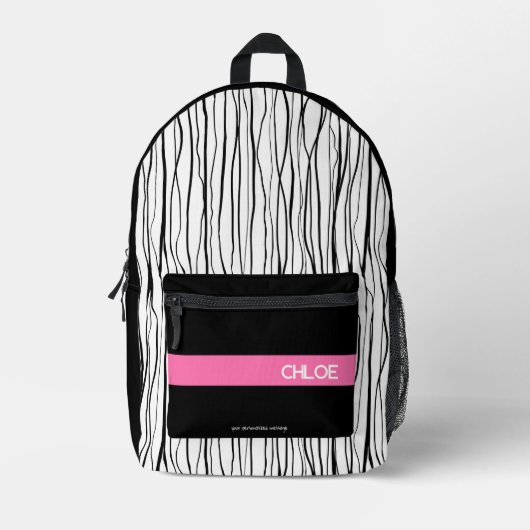 Trendy roze en zwarte gepersonaliseerde rugzak (Voorkant)