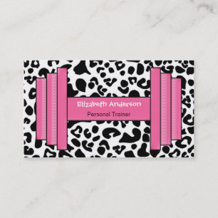 Trendy roze en zwarte leopard-trainer visitekaartje