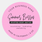 Trendy roze en zwarte lotion scrub cosmetische pot ronde sticker (Voorkant)