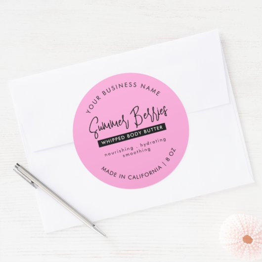 Trendy roze en zwarte lotion scrub cosmetische pot ronde sticker (Envelop)