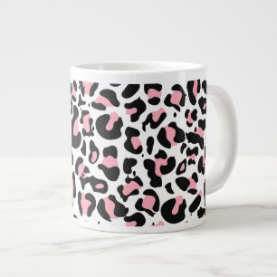 Trendy roze en zwarte luipaard afdrukken grote koffiekop