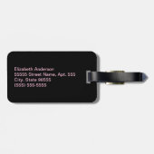 Trendy roze en zwarte luipaard warm roze lint bagagelabel (Achterkant horizontaal)