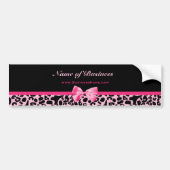 Trendy roze en zwarte luipaard warm roze lint bumpersticker (Voorkant)
