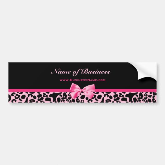 Trendy roze en zwarte luipaard warm roze lint bumpersticker (Voorkant)