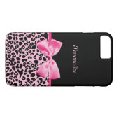 Trendy roze en zwarte luipaard warm roze lint Case-Mate iPhone case (Achterkant (Horizontaal))