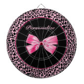 Trendy roze en zwarte luipaard warm roze lint dartbord (Voorkant)