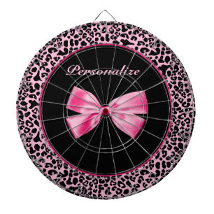 Trendy roze en zwarte luipaard warm roze lint dartbord