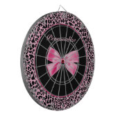 Trendy roze en zwarte luipaard warm roze lint dartbord (Voorkant Links)