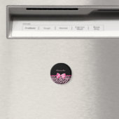 Trendy roze en zwarte luipaard warm roze lint magneet (Insitu (Vaatwasser))