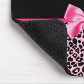 Trendy roze en zwarte luipaard warm roze lint muismat (Hoek)