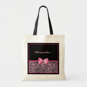 Trendy roze en zwarte luipaard warm roze lint tote bag (Voorkant)