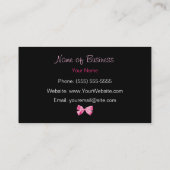 Trendy roze en zwarte luipaard warm roze lint visitekaartje (Achterkant)