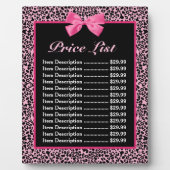 Trendy roze en zwarte luipaard warmroze prijslijst fotoplaat (Voorkant)