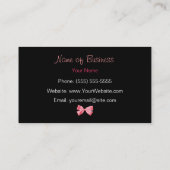 Trendy roze en zwarte zebra afdrukken met lint visitekaartje (Achterkant)