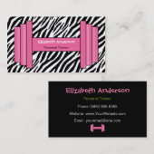 Trendy roze en zwarte zebra print persoonlijke tra visitekaartje (Voorkant / Achterkant)