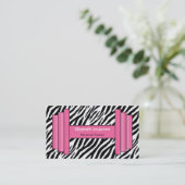 Trendy roze en zwarte zebra print persoonlijke tra visitekaartje (Staand voorkant)