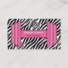 Trendy roze en zwarte zebra print persoonlijke tra visitekaartje
