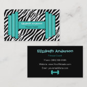 Trendy roze en zwarte zebra print persoonlijke tra visitekaartje (Voorkant / Achterkant)