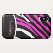 Trendy roze en zwarte Zebra Stripe telefoontas Case-Mate iPhone Case (Achterkant (horizontaal))