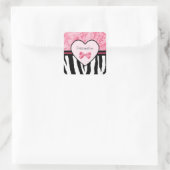 Trendy roze en zwarte zebrapatroon met naam vierkante sticker (Tas)