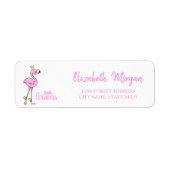Trendy Roze Flamingo, Little Princess Address Labe Etiket (Voorkant)