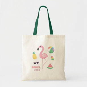 Trendy Roze Flamingo Luau Meisjes Strandtas Tote Bag