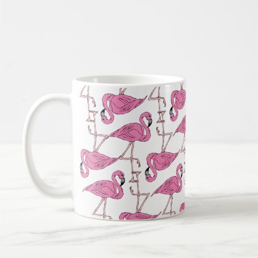 Trendy roze Flamingo patroon Koffiemok (Links)