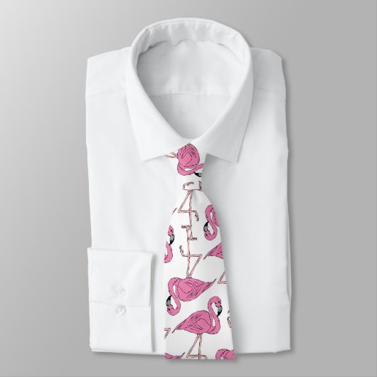 Trendy roze Flamingo patroon Stropdas (Gebonden)