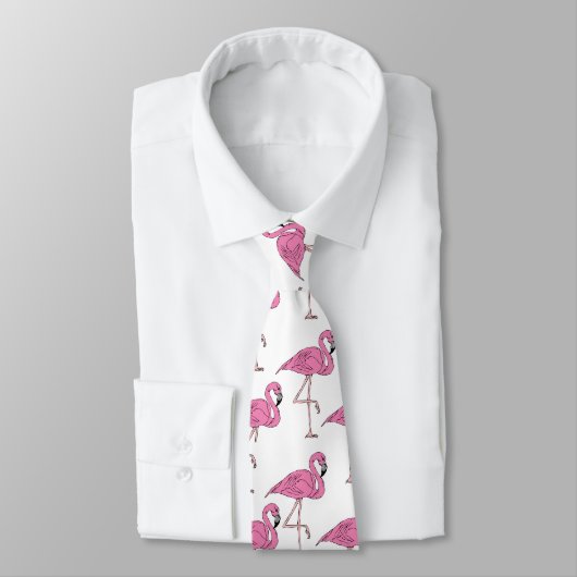 Trendy roze Flamingo patroon Stropdas (Gebonden)