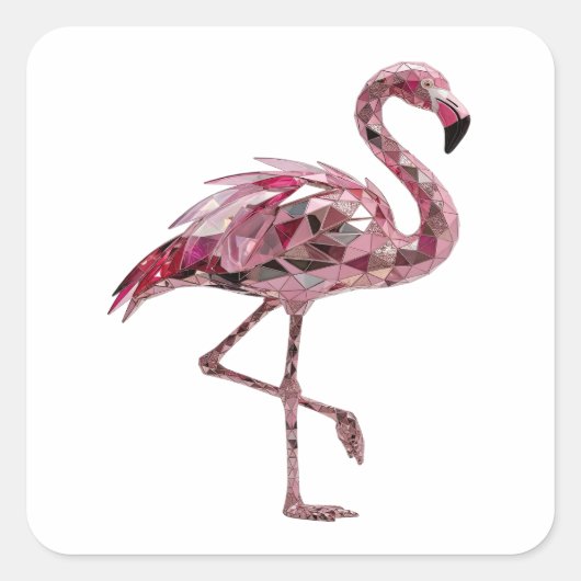 Trendy Roze FLAMINGO Stickerontwerp Vierkante Sticker (Voorkant)