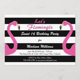 Trendy Roze Flamingo Sweet 16 Uitnodiging