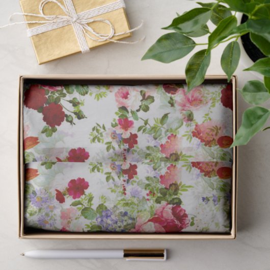 Trendy  - roze - Floral print Tissuepapier (Geschenk)