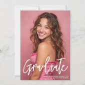 Trendy Roze Foto 2026 Afstudeeraankondiging (Voorkant)