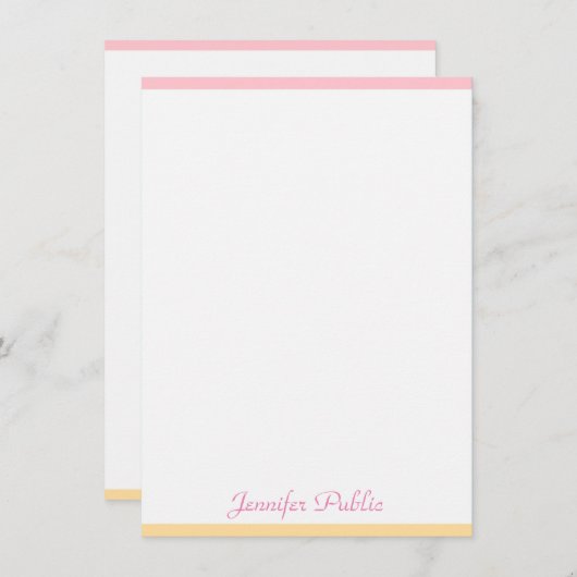 Trendy Roze Geel Modern Hand Script Naam  Notitiekaartje (Voorkant / Achterkant)