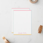 Trendy Roze Geel Modern Hand Script Naam Notitiekaartje (Voorkant / Achterkant in situ)