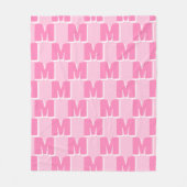 Trendy Roze Gepersonaliseerde Initiaal Fleece Deken (Voorkant)