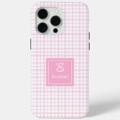 Trendy Roze Geruite iPhone Hoesje Transparant Mono (Achterkant)
