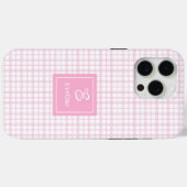 Trendy Roze Geruite iPhone Hoesje Transparant Mono (Achterkant (horizontaal))