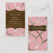 Trendy roze giraffe, donkerbruin accent visitekaartje (Voorkant / Achterkant)
