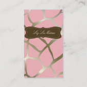 Trendy roze giraffe, donkerbruin accent visitekaartje (Achterkant)