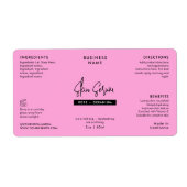 Trendy Roze Girly 2 OZ Skincare Bottle Wrap Label (Voorkant)