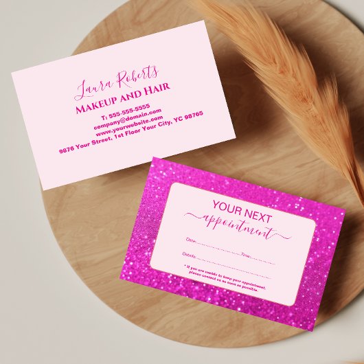 Trendy Roze Glam Design Afsprakenkaartje