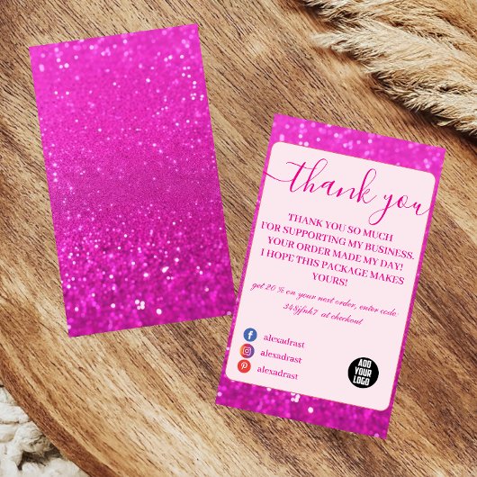 Trendy Roze Glam Design Bedankkaart