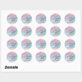 Trendy roze glitter drukt faux-holografisch op maa ronde sticker (Vel)