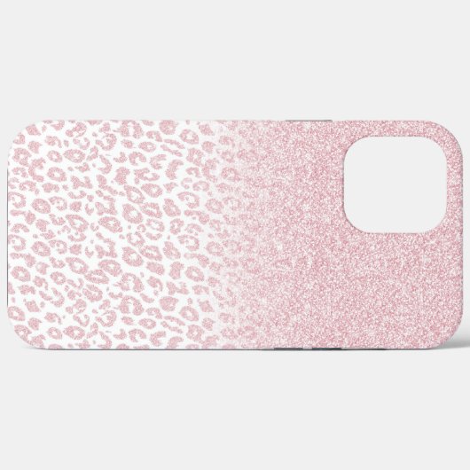 Trendy roze glitter & leopard print ombre design Case-Mate iPhone case (Achterkant (horizontaal))