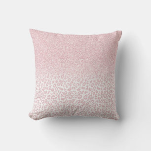 Trendy roze glitter & leopard print ombre design kussen