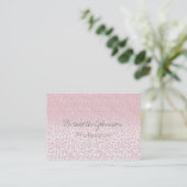 Trendy roze glitter & leopard print ombre design visitekaartje (Staand voorkant)