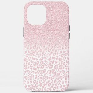 Trendy roze glitter & luipaard print ombre design Case-Mate iPhone case
